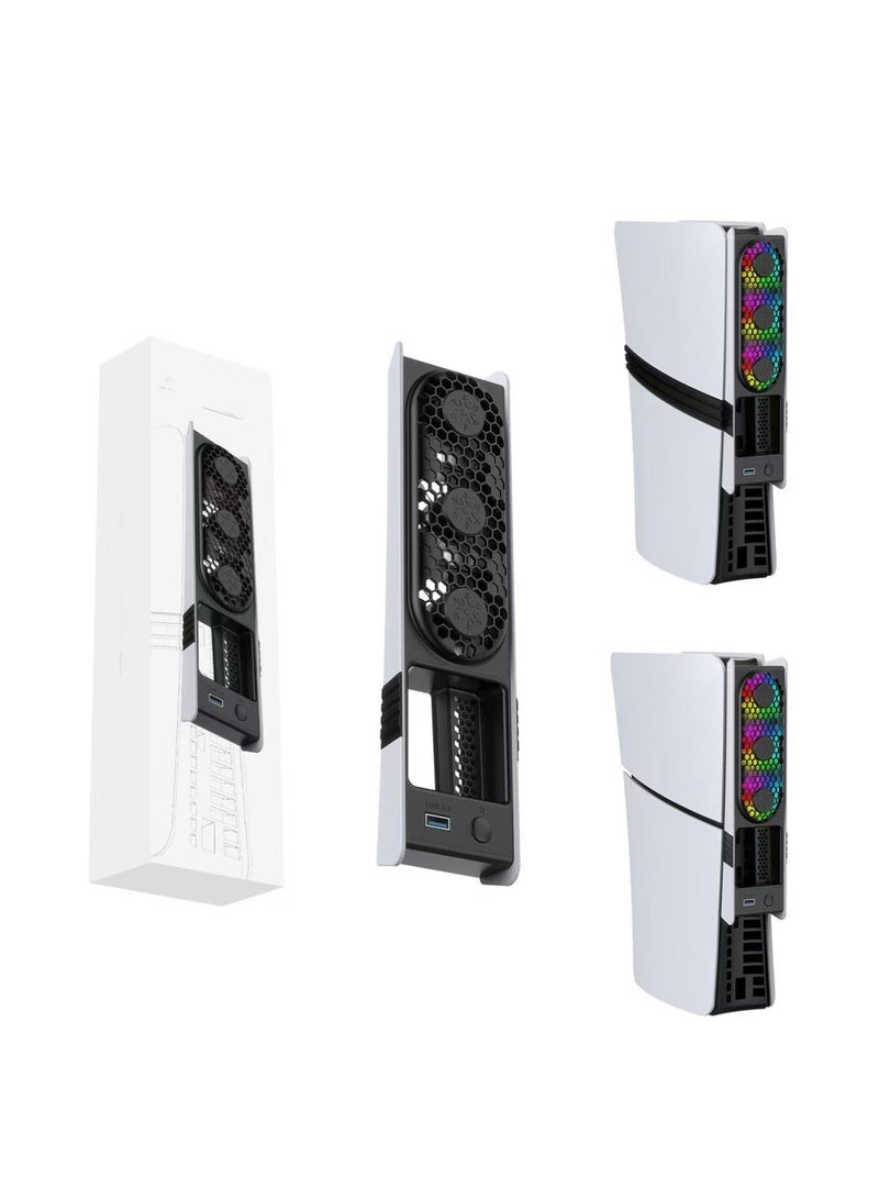 PS5 Pro/PS5 Slim universal rear cooling fan with RGB light intelligent temperature control fan accessory - Image 5