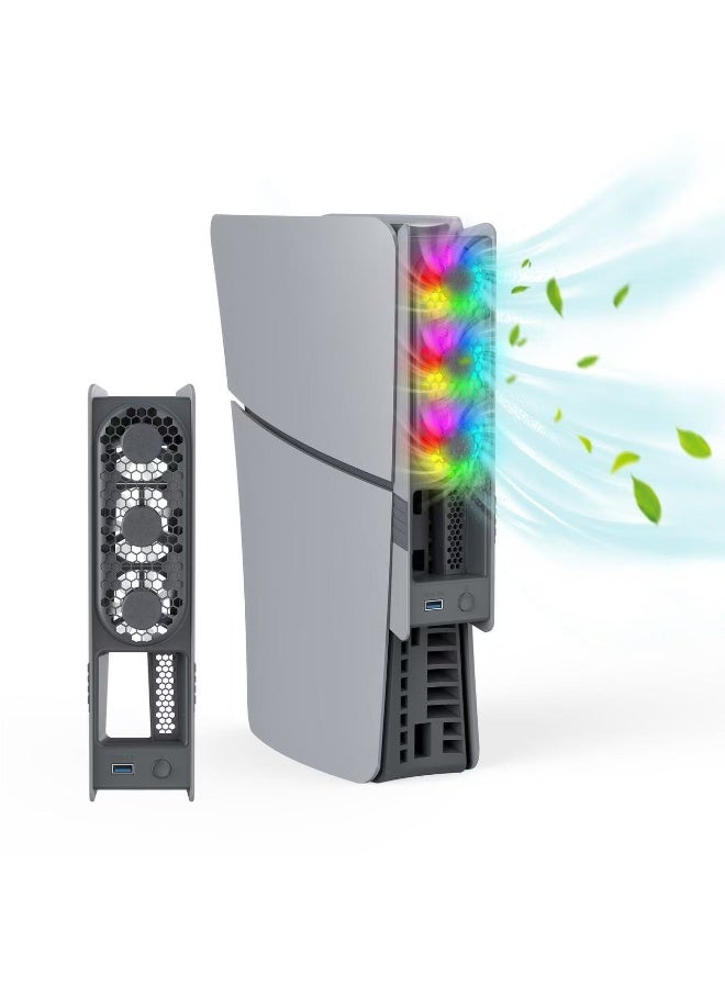 PS5 Pro/PS5 Slim universal rear cooling fan with RGB light intelligent temperature control fan accessory - Image 4