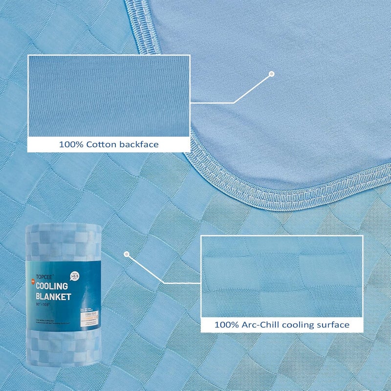 Topcee Cooling Blanket, Summer Cooling Blankets for Hot Sleepers, Arc-Chill Q-Max>0.5 Cool Fiber, Oeko-TEX 100% Certified, Soft, Breathable, Double-Side Bed Throw,Keep Cool for Adults Kids 90"x108" - Image 5