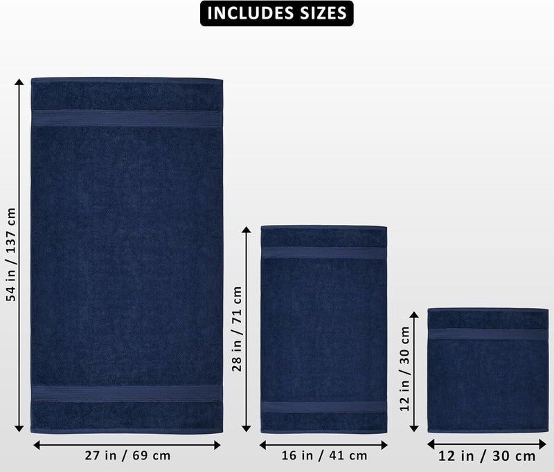 Utopia Towels 8 Piece Towel Set - 2 Bath Towels, 2 Hand Towels and 4 Washcloths Cotton Hotel Quality Super Soft and Highly Absorbent (Navy) - Image 2