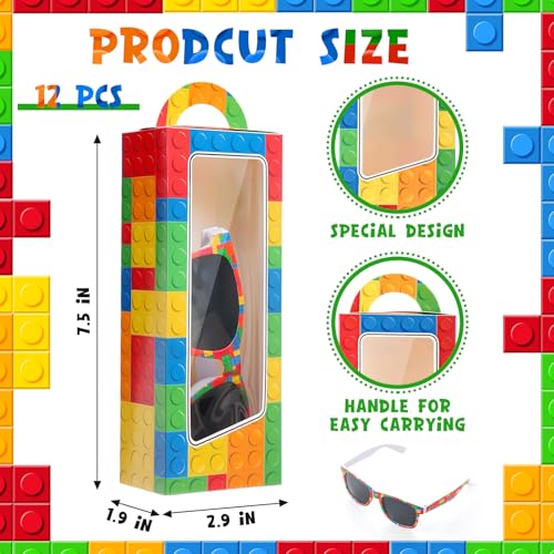 Relaxweex 12 Sets Building Block Party Favors Includes Bricks Theme Gift Boxes and Sunglasses DIY Birthday Supplies Building Block - Image 5