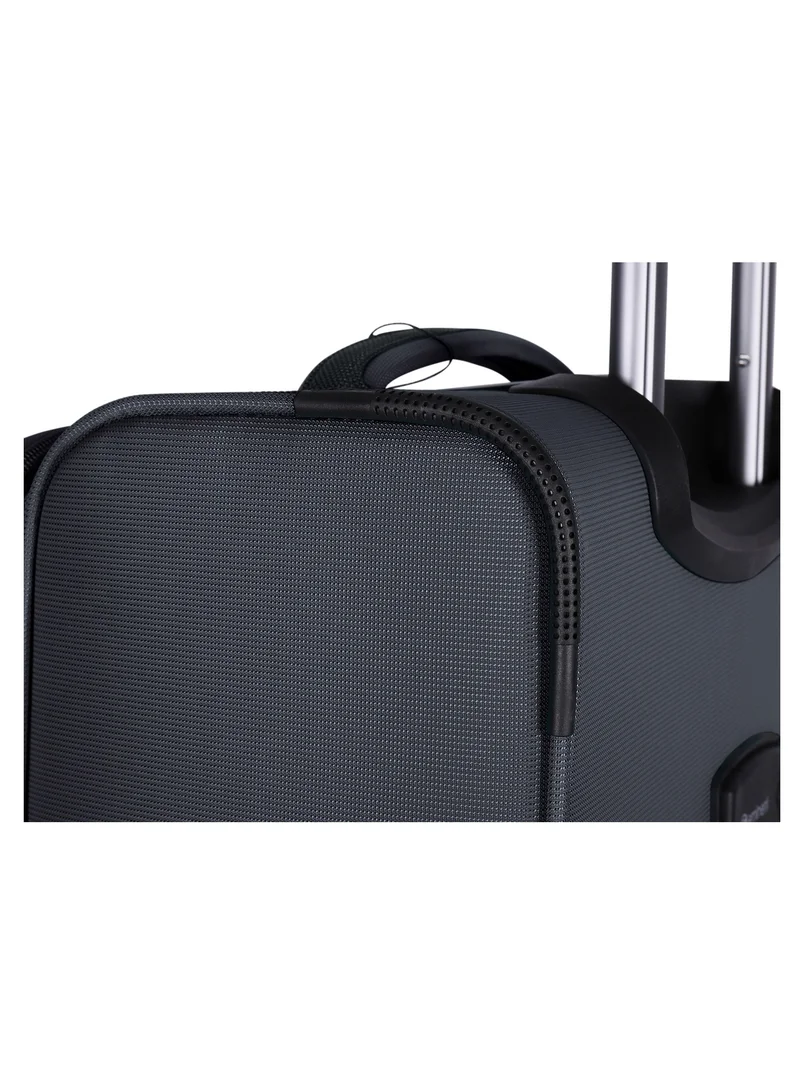 eminent Unisex Soft Travel Bag Large Luggage Trolley Polyester Lightweight Expandable 4 Double Spinner Wheeled Suitcase with 3 Digit TSA lock E765 Black