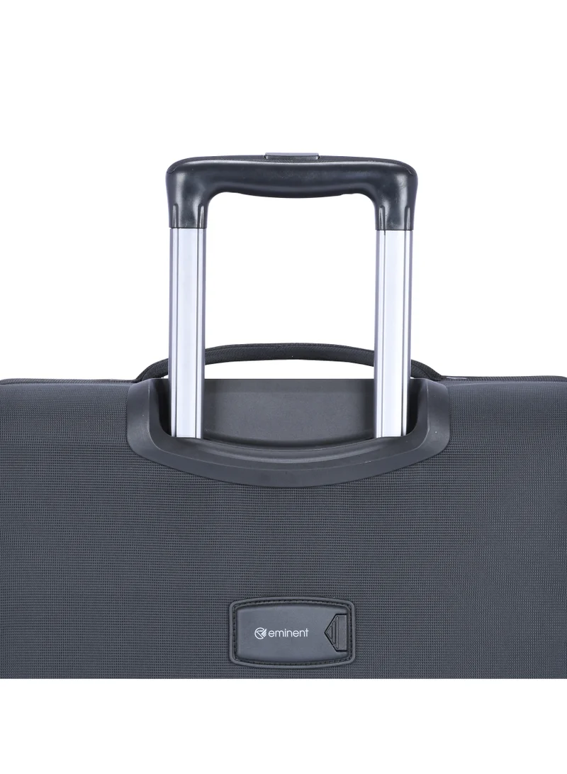eminent Unisex Soft Travel Bag Large Luggage Trolley Polyester Lightweight Expandable 4 Double Spinner Wheeled Suitcase with 3 Digit TSA lock E765 Black