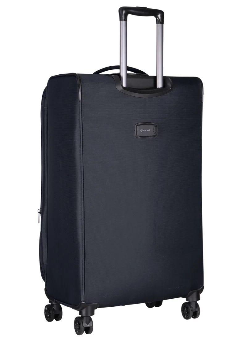 إيمينينت Unisex Soft Travel Bag Large Luggage Trolley Polyester Lightweight Expandable 4 Double Spinner Wheeled Suitcase with 3 Digit TSA lock E765 Black