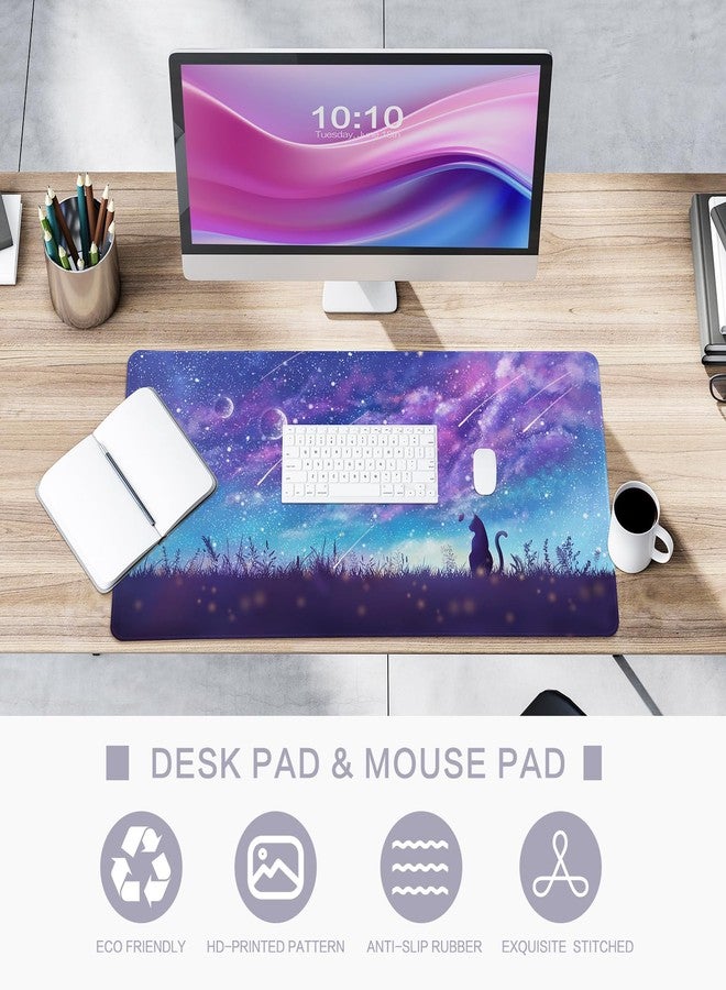Lokigo Gaming Mouse Pad, Large Mouse Pad for Desk, Desk Mat Extended Mousepad, Cute Purple DeskPad with Non-Slip Rubber Base, Computer Mats for Desktop Home Office (31.5"x15.7", Cat) - Image 5
