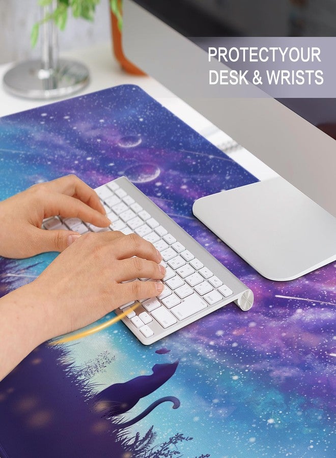 Lokigo Gaming Mouse Pad, Large Mouse Pad for Desk, Desk Mat Extended Mousepad, Cute Purple DeskPad with Non-Slip Rubber Base, Computer Mats for Desktop Home Office (31.5"x15.7", Cat) - Image 4