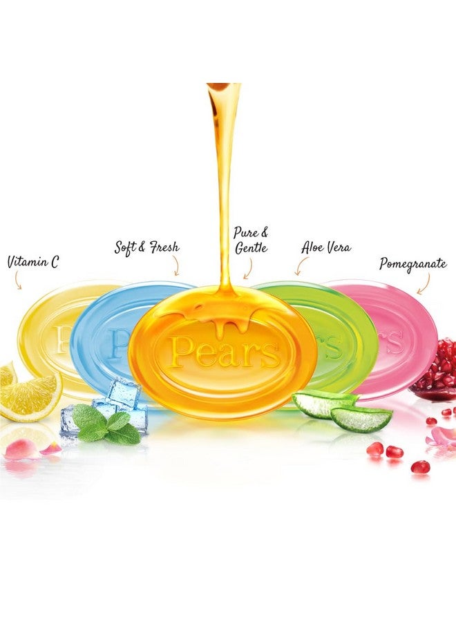 Pears Variety Pack Bathing Soap Bar 125 g (Pack of 5) With Glycerin for Glowing Skin & Body - Paraben Free, For Men & Women - Image 3