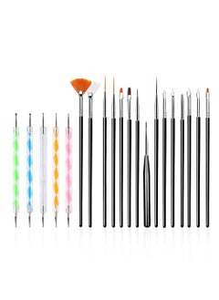 FULINJOY FULINJOY 20PCS Nail Art Design Tools 15PCS Painting Brushes Set Black with 5PCS Dotting Pens 