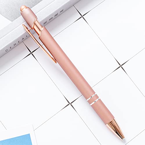 PASISIBICK 8 Pack Rose Gold Ballpoint Pen 2-in-1 Stylus Retractable Metal Stylus Pen for Touch Screens with Stylus tip, 1.0 mm Black Ink（8 PCS Rose Gold） - Image 4