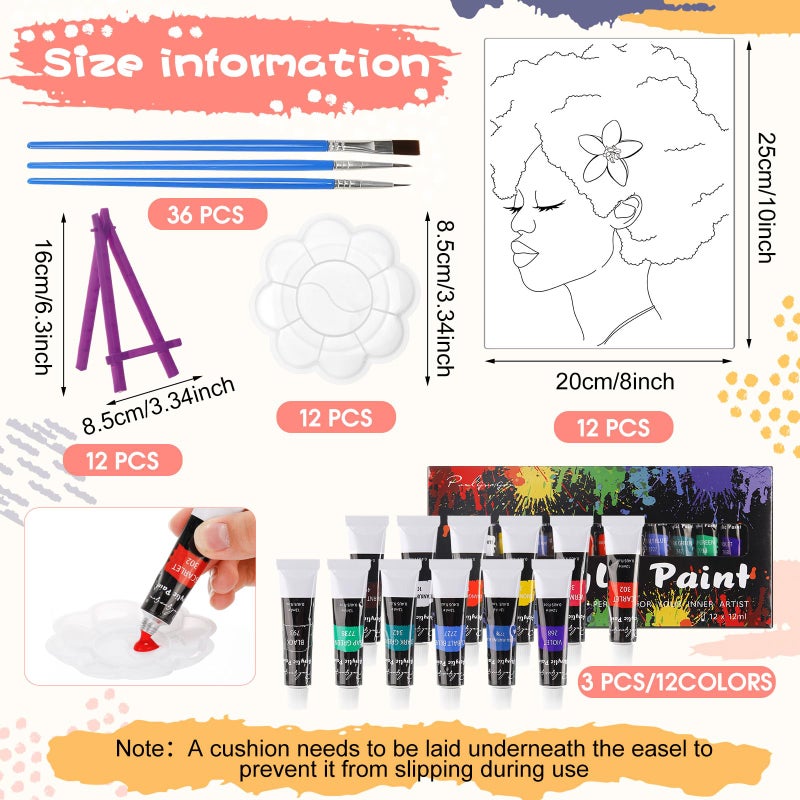 Sherr 108 Pcs 12 Set Lady Sip and Paint Kit for Adults 8''x10'' Pre Drawn Canvas to Paint DIY Acrylic Painting Kit Pre Printed Canvas for Date Night Mother's Day Party Team Building - Image 2