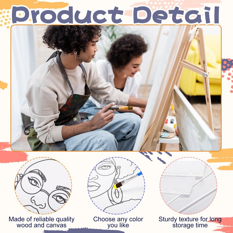 Sherr 108 Pcs 12 Set Lady Sip and Paint Kit for Adults 8''x10'' Pre Drawn Canvas to Paint DIY Acrylic Painting Kit Pre Printed Canvas for Date Night Mother's Day Party Team Building - Image 3