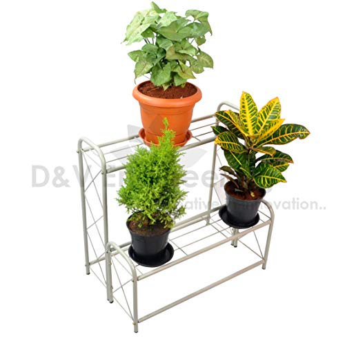 D&V ENGINEERING - Creative in innovation 2-Tier Step Design Metal Plant Stand|Flower Pot Stand|Plant Display Rack, Pot Holder for Plants - Grey, Free Standing, Step Shelf - Image 5