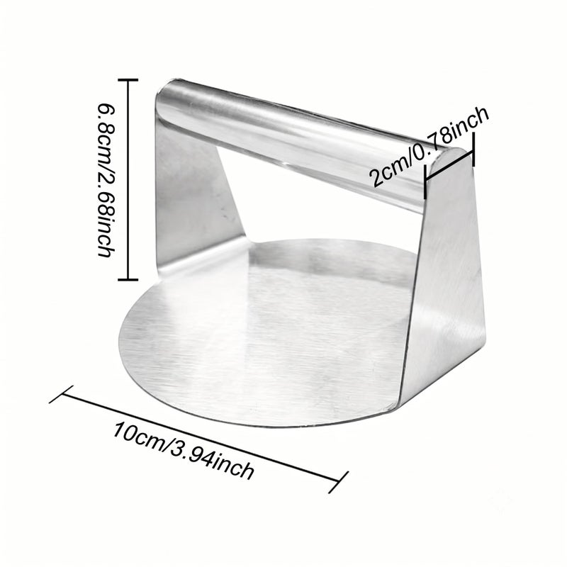 mysouq | Stainless Steel Burger Press, Round Patty Maker, Heavy Duty with Heat-Resistant Handle, Dishwasher Safe, for BBQ, Grilling and Home Cooking (10 CM)