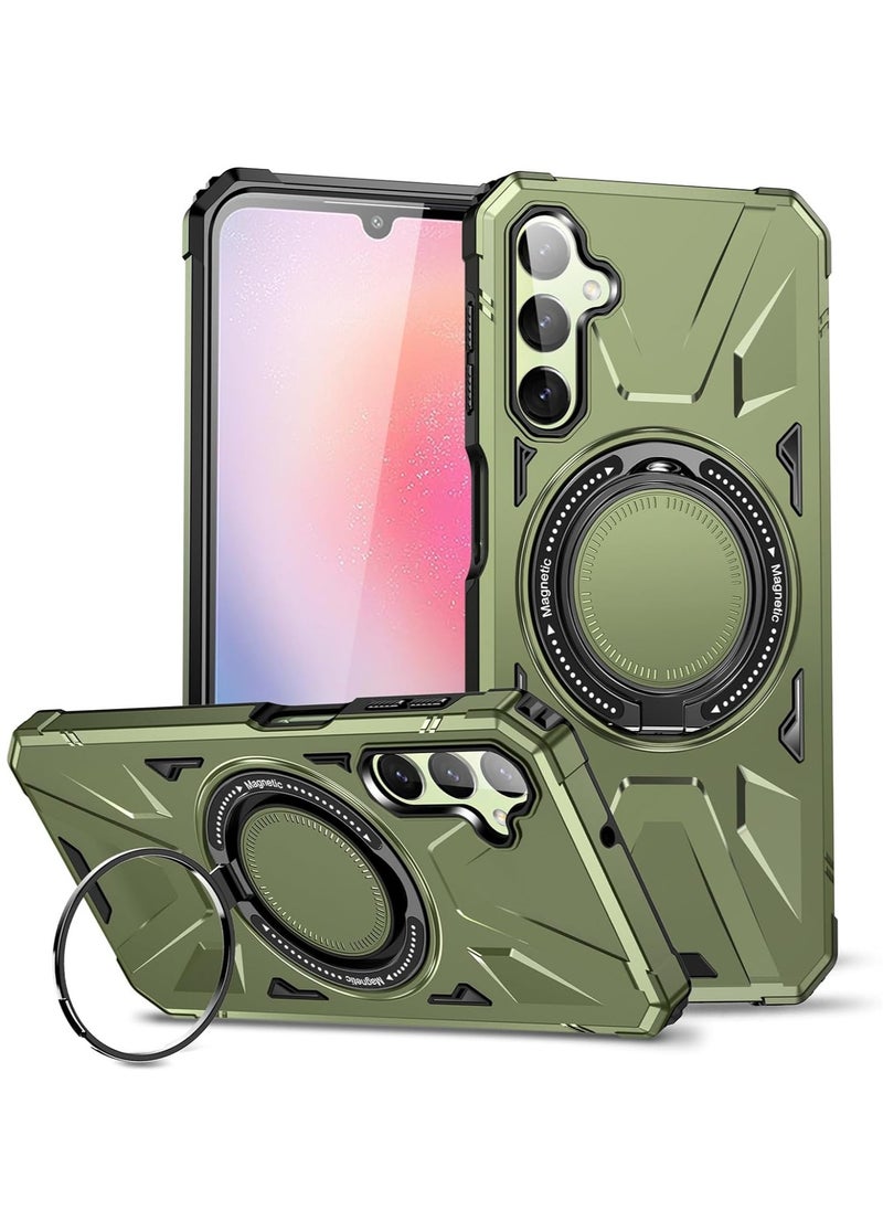 Mmmon - Compatible With For Samsung Galaxy A54 Magnetic Case,Military Grade Heavy Duty Cover with Ring Kickstand for Samsung Galaxy A54 (Dark Green) - Image 1