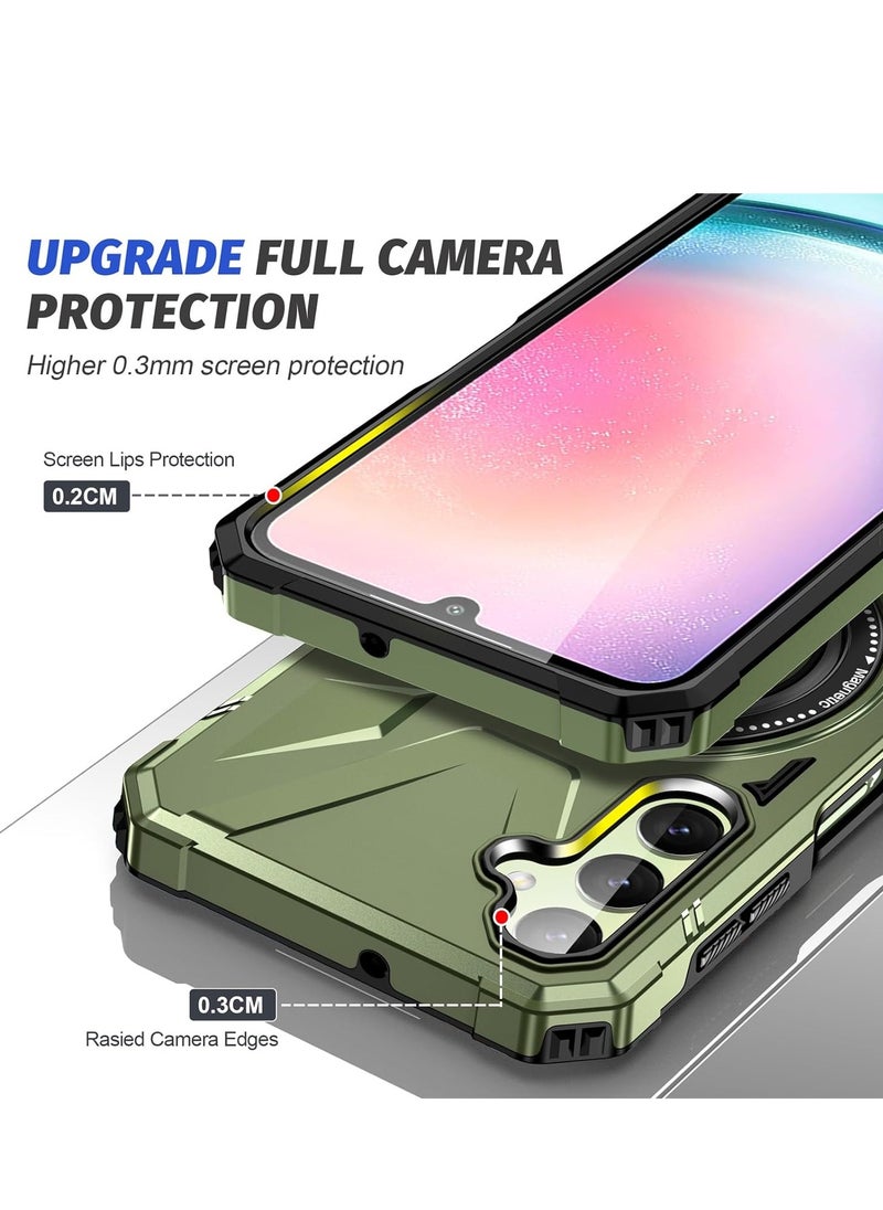 Mmmon - Compatible With For Samsung Galaxy A54 Magnetic Case,Military Grade Heavy Duty Cover with Ring Kickstand for Samsung Galaxy A54 (Dark Green) - Image 1