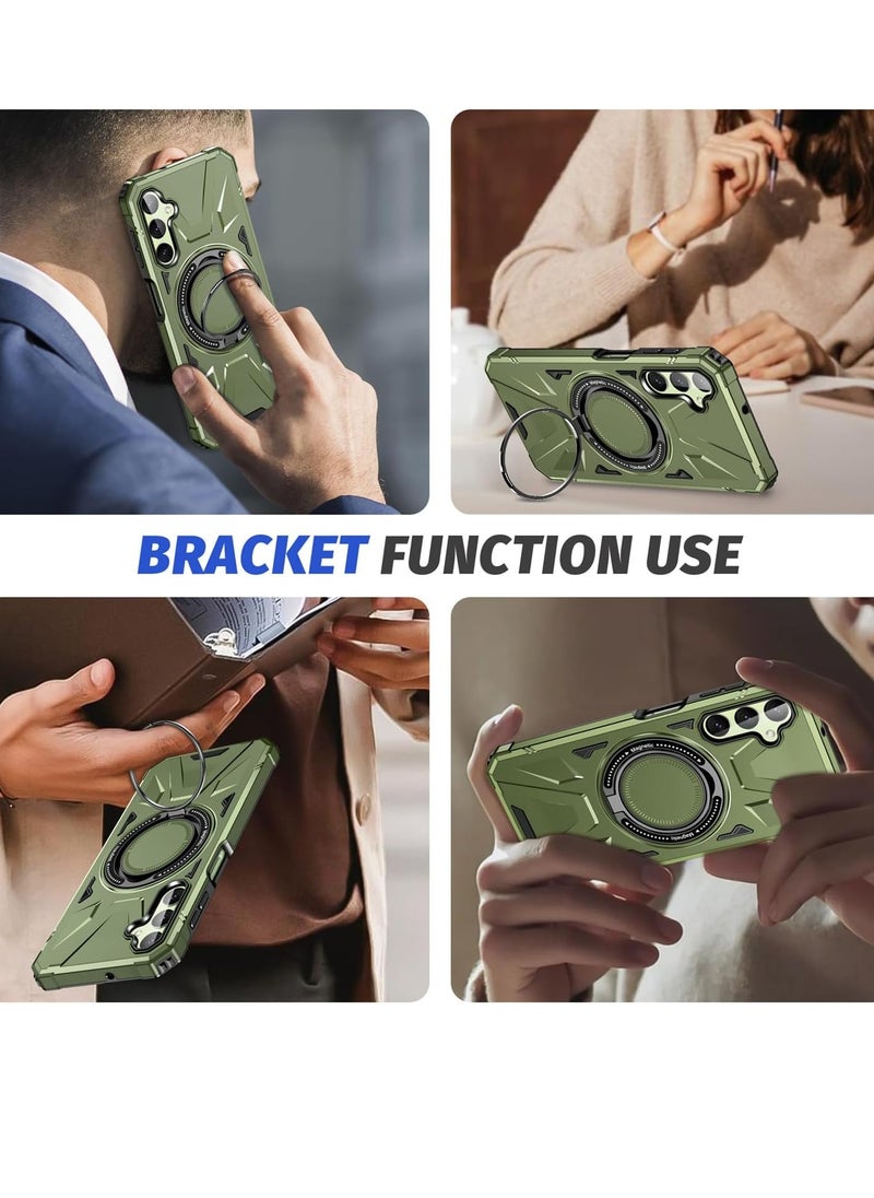 Mmmon - Compatible With For Samsung Galaxy A54 Magnetic Case,Military Grade Heavy Duty Cover with Ring Kickstand for Samsung Galaxy A54 (Dark Green) - Image 1