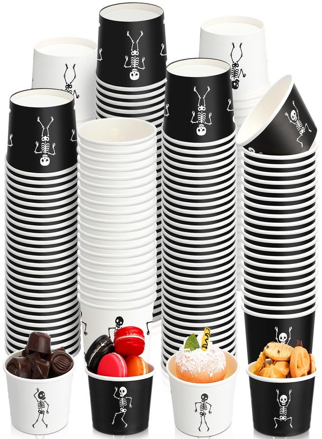 Suttmin 100 Pcs Halloween Disposable Paper Bowls 12 oz Treat Snack Cups Skeleton Soup Dessert Ice Cream Bowls for Halloween Party Supplies Cupcake Yogurt Hot Cold Drink(Skeleton) - Image 1