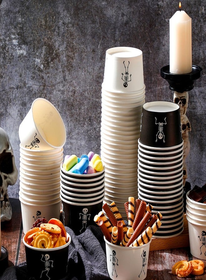 Suttmin 100 Pcs Halloween Disposable Paper Bowls 12 oz Treat Snack Cups Skeleton Soup Dessert Ice Cream Bowls for Halloween Party Supplies Cupcake Yogurt Hot Cold Drink(Skeleton) - Image 2