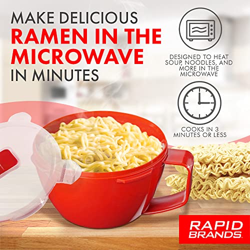 Rapid Brands Rapid Plastic Noodle/Soup Bowl | Microwave Soup & Noodles in Minutes | Perfect for Dorm, Small Kitchen, or Office | Dishwasher-Safe, Microwaveable, & BPA-Free - Image 2