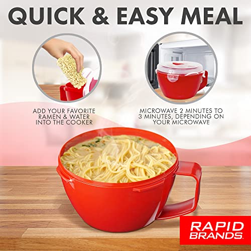 Rapid Brands Rapid Plastic Noodle/Soup Bowl | Microwave Soup & Noodles in Minutes | Perfect for Dorm, Small Kitchen, or Office | Dishwasher-Safe, Microwaveable, & BPA-Free - Image 3