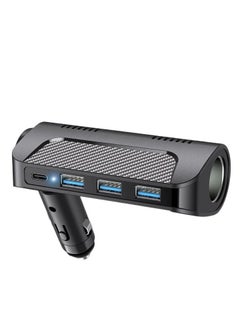 Car Charger 5A USB Type-C Socket, Rotatable 18W Fast Charging Mini Car Charger Adapter Compatible with Samsung/iPhone (3 Ports, Black)