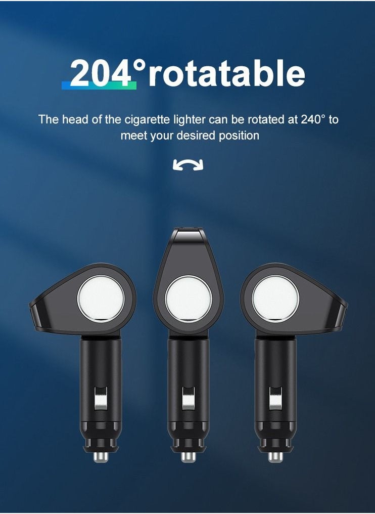 Generic - Car Charger 5A USB Type-C Socket, Rotatable 18W Fast Charging Mini Car Charger Adapter Compatible with Samsung/iPhone (3 Ports, Black) - Image 1