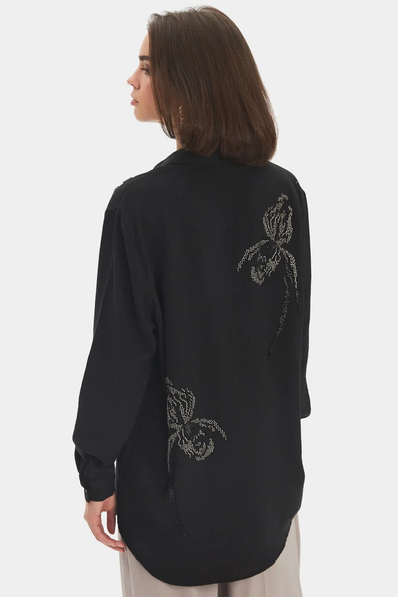 JUNE Women's Exclusive Oversize/loose Cut Embroidered Detailed Shirt