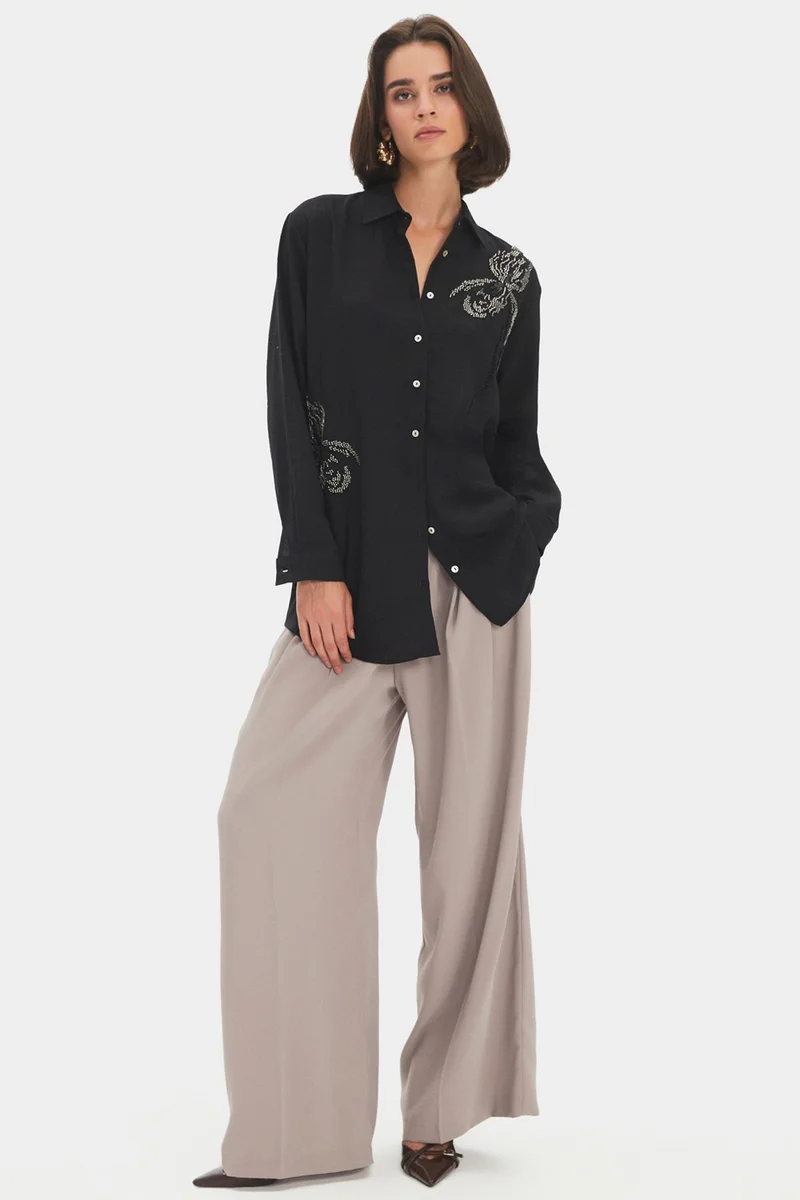 JUNE Women's Exclusive Oversize/loose Cut Embroidered Detailed Shirt