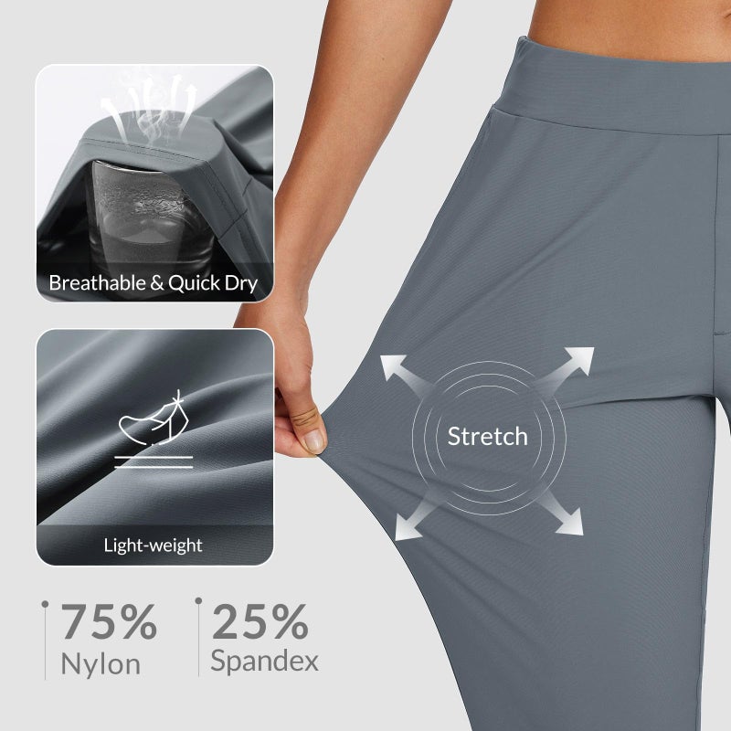 baleaf Womens Work Pants Stretch Petite Dressy Slacks with Pockets Travel Golf Business Casual Dark Grey M - Image 3