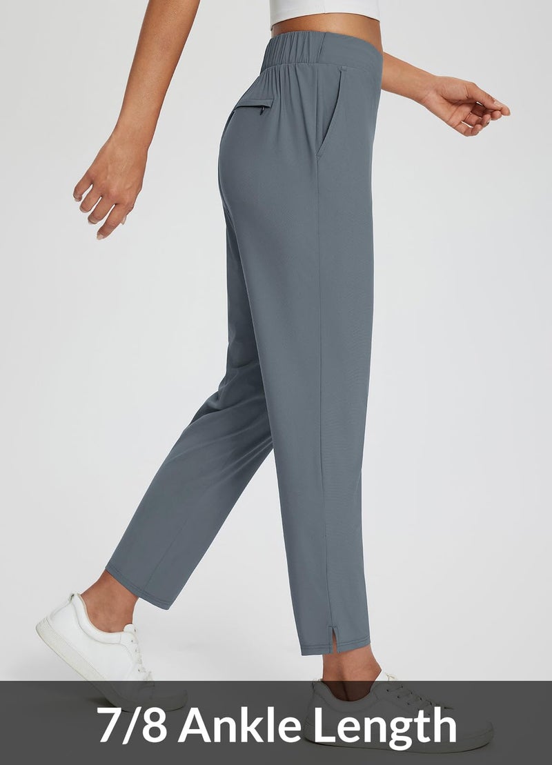 baleaf Womens Work Pants Stretch Petite Dressy Slacks with Pockets Travel Golf Business Casual Dark Grey M - Image 5