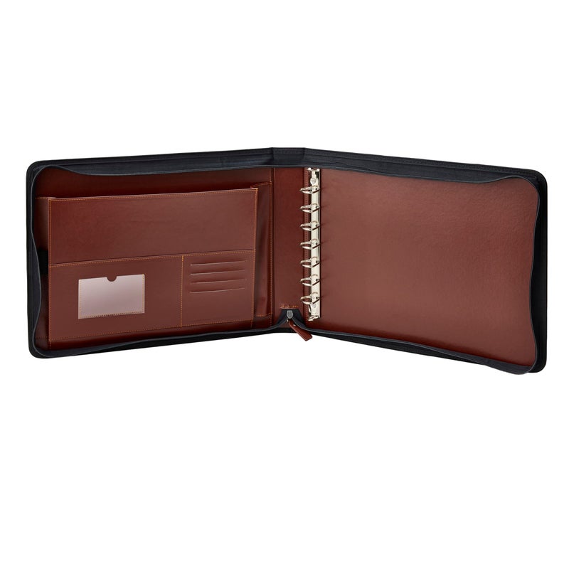 GALLAWAY LEATHER 7 Ring Checkbook Binder for Business Checks, PU Leather Check Binder Portfolio with Zipper,600 Checks Capacity,for Executive and Personal Use (Dark Brown) - Image 4