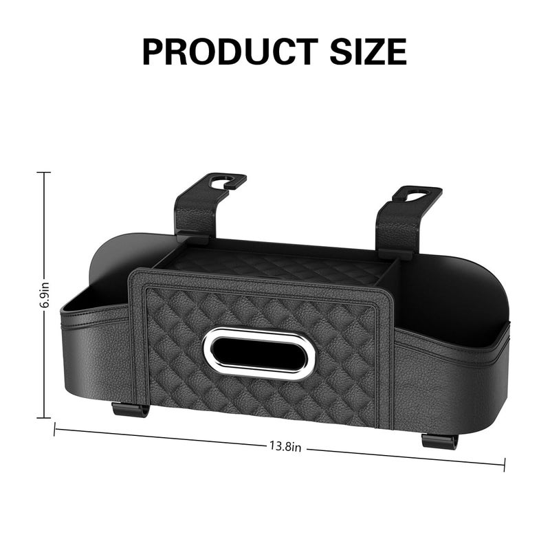 Mandark Car Headrest Backseat Organizer, Multifunctional Vehicle Seat Back Storage Box with Drink Cup Holder and Hooks, Automotive Travel Accessories, Universal for SUV, Sedan, Truck (Black) - Image 2