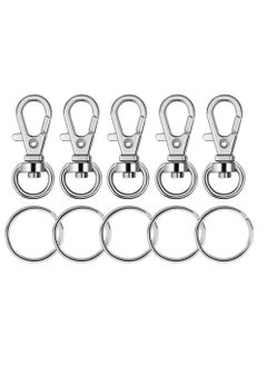 XiuWoo Keychain, Metal Swivel Lanyard Snap Hook with Key Rings, Lobster Claw Clasp Ring, Keychain Rings for Crafts, Clips Hook, Clasps Clip (Silver)  - Image 1