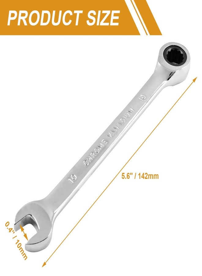 PHITUODA 2PCS 10mm Ratcheting Wrench, CR-V Steel Reversible Ratchet Wrench, SAE and Metric 72 Teeth - Image 5