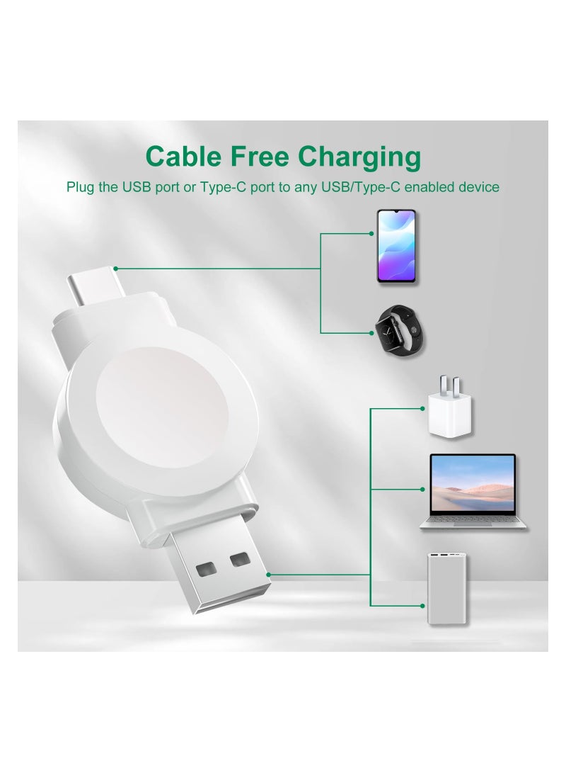 Portable Apple Watch Charger, Charger for Apple Watch 2 in 1 Portable Magnetic Wireless USB and Type-C Charger Cordless Travel Charger Quick Charge for iWatch Ultra Series 8 7 SE 6 5 4 3 2 1 - Image 5