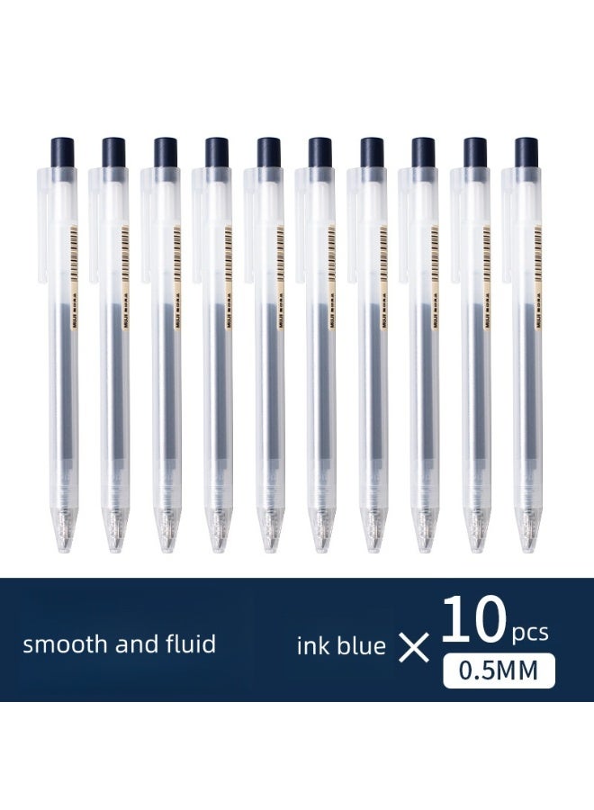MUJI 10PCS Gel Pens, 0.5MM Retractable Rollerball Pens Fast Drying ink blue ink Smooth Pens Knock Type Premium Rollerball Pen for Writing Note Taking School & Office Stationery Supply - Image 1