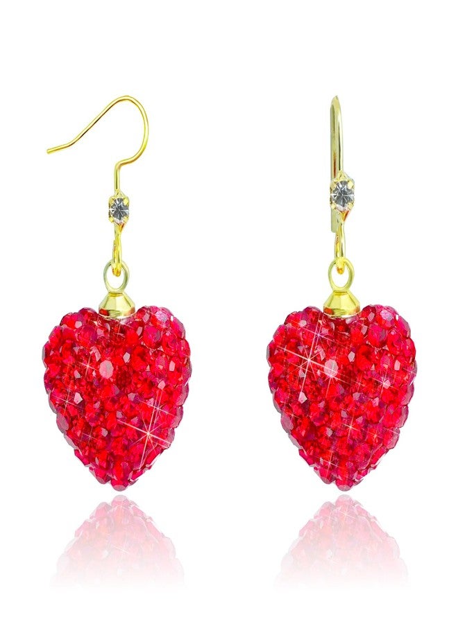 Nanafast Valentines Earrings for Women Girlfriend, Glitter Red Heart Earrings Rhinestones Setting, Party Holiday Festive Outfits, Romantic Birthday Christmas Valentines Day Gifts for Her-hook - Image 1