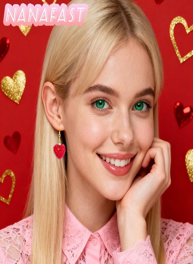Nanafast Valentines Earrings for Women Girlfriend, Glitter Red Heart Earrings Rhinestones Setting, Party Holiday Festive Outfits, Romantic Birthday Christmas Valentines Day Gifts for Her-hook - Image 3