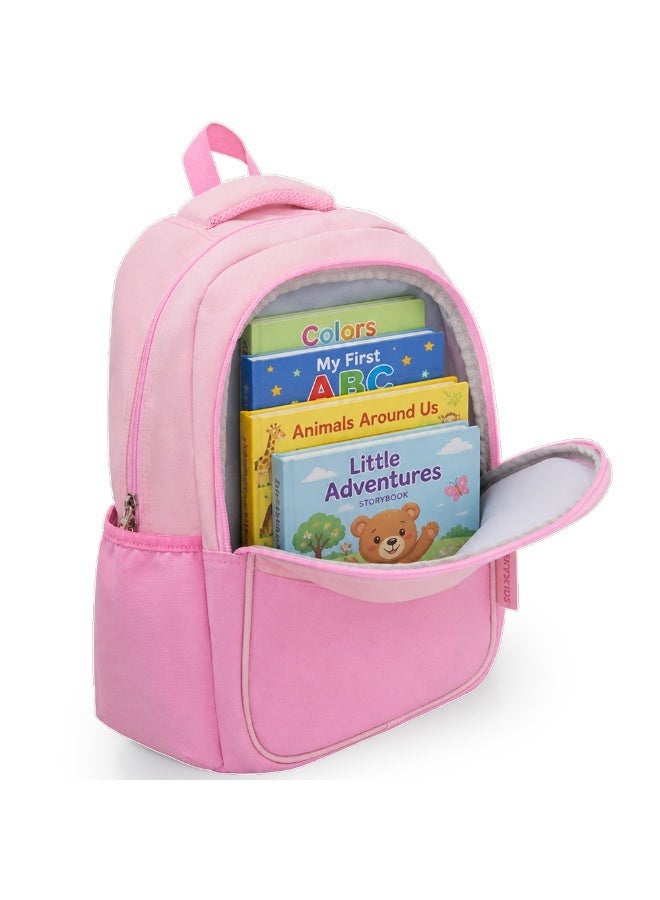 Eazy Kids Personalized 15.3” Lightweight School Backpack for Kids – Good Vibes Only Design, Pink - Image 3