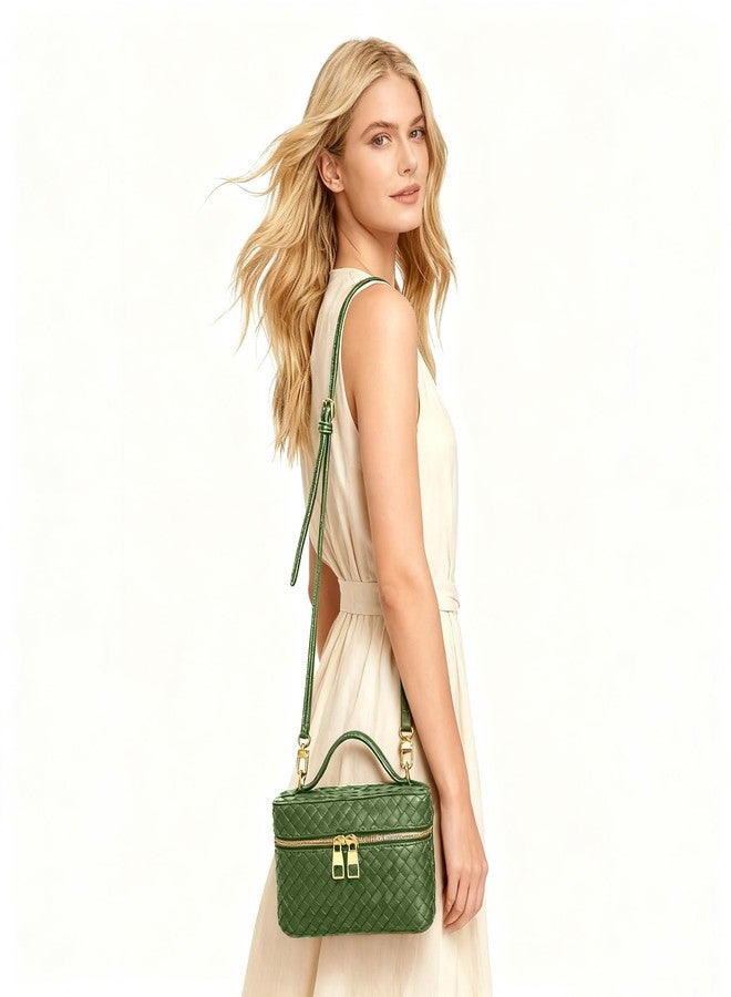 JYG Trendy Shoulder Bags for Women Mini L19 Square Box Satchel Bag Cute PU Leather Crossbody Purse with Adjustable Strap, Green - Image 2