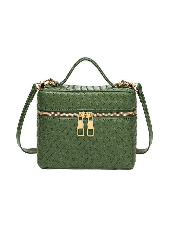 JYG Trendy Shoulder Bags for Women Mini L19 Square Box Satchel Bag Cute PU Leather Crossbody Purse with Adjustable Strap, Green - Image 1