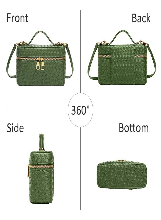 JYG Trendy Shoulder Bags for Women Mini L19 Square Box Satchel Bag Cute PU Leather Crossbody Purse with Adjustable Strap, Green - Image 4