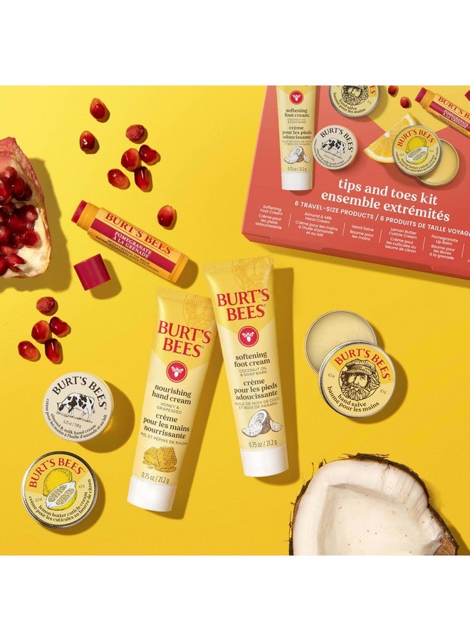 Burt's Bees Gifts Ideas, Tips and Toes Kit, 6 Travel Size Products - Pomegranate Moisturizing Lip Balm, 2 Hand Creams, Foot Cream, Cuticle Cream, and Hand Salve - Image 3