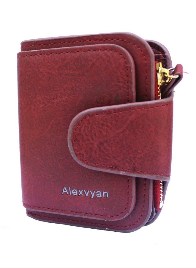 Alexvyan محفظة صغيرة للنساء من أليكسفيان، حقيبة يد أنثوية، محفظة نسائية/فتيات، حاملة بطاقات 3 جيوب (أحمر) - Image 1