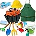 Doiaz Kidz Gardening Set Real Metal Gardening Tools Kit for Childrenz Includes Sturdy ShovelRakeForkTrowelKidz Garden Kit with Sun HatApronGlovesTote BagSprayer and BucketOutdoor Gardening Gifts - Image 3