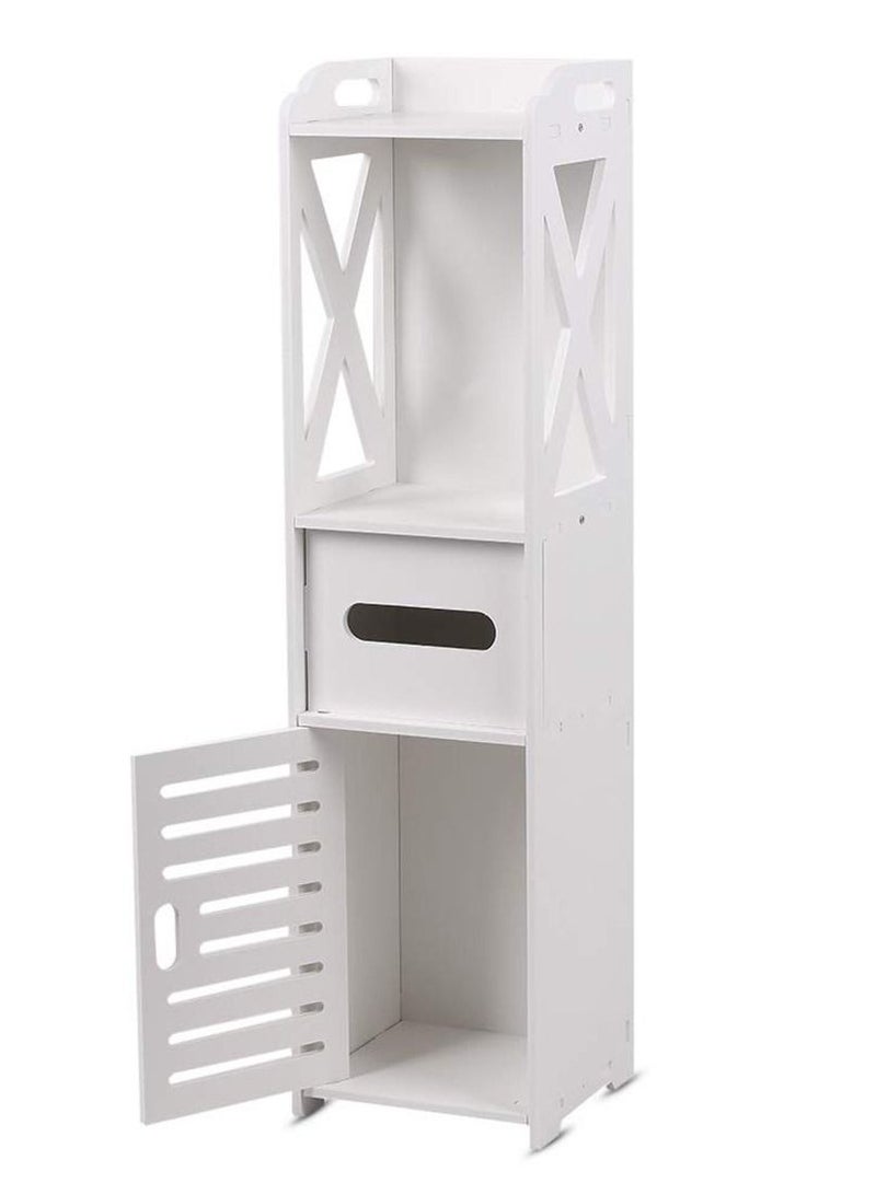 LINGWEI Small Bathroom Storage Corner Floor Cabinet with Doors and Shelves Thin Toilet Vanity Cabinet Narrow Bath Sink Organizer Towel Storage Shelf For Paper Holder White - Image 1