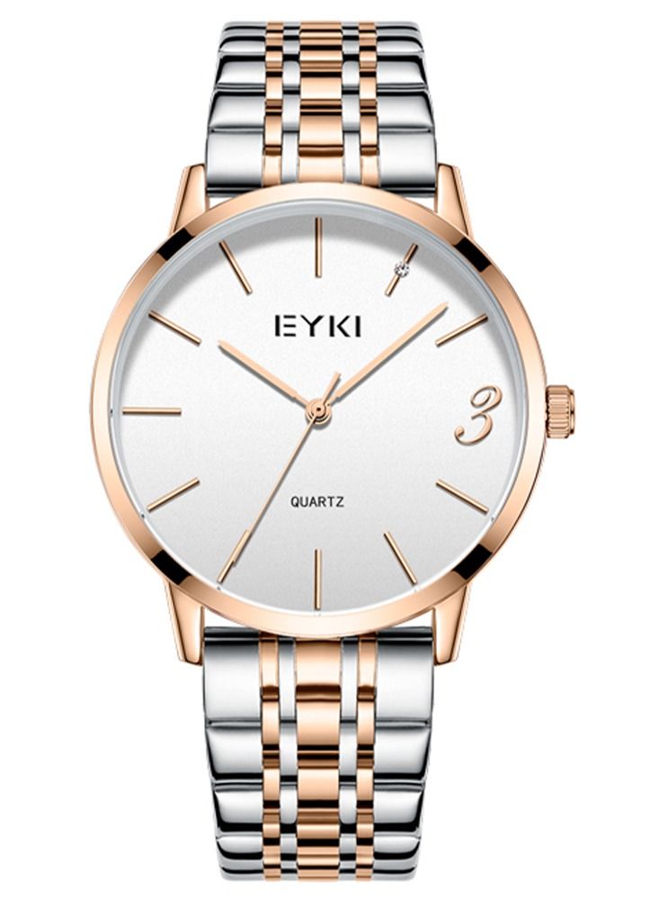 Eyki Men's Stainless Steel Oversize Dial Waterproof Quartz Watch - Image 1