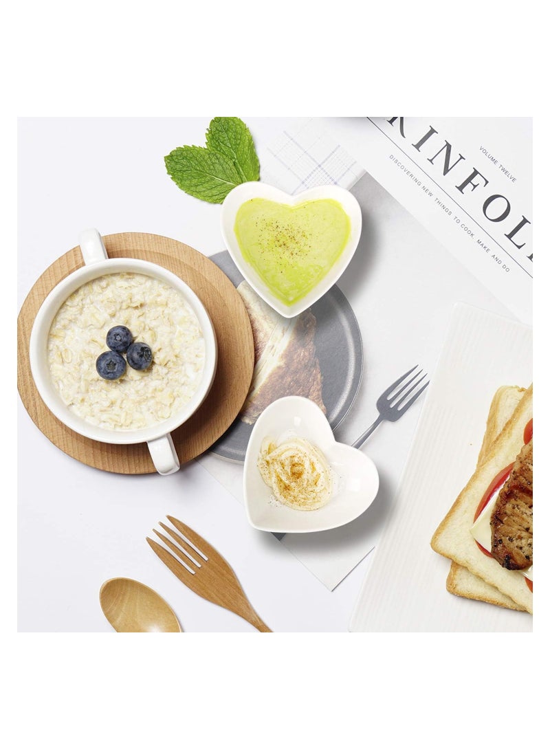 SOLARAE Love Heart Shaped Ceramic Dipping Bowls, Porcelain Side Seasoning Dish Bowl Set, for Jam, Appetizers, Dessert and Other Party, 5Pcs - Image 3