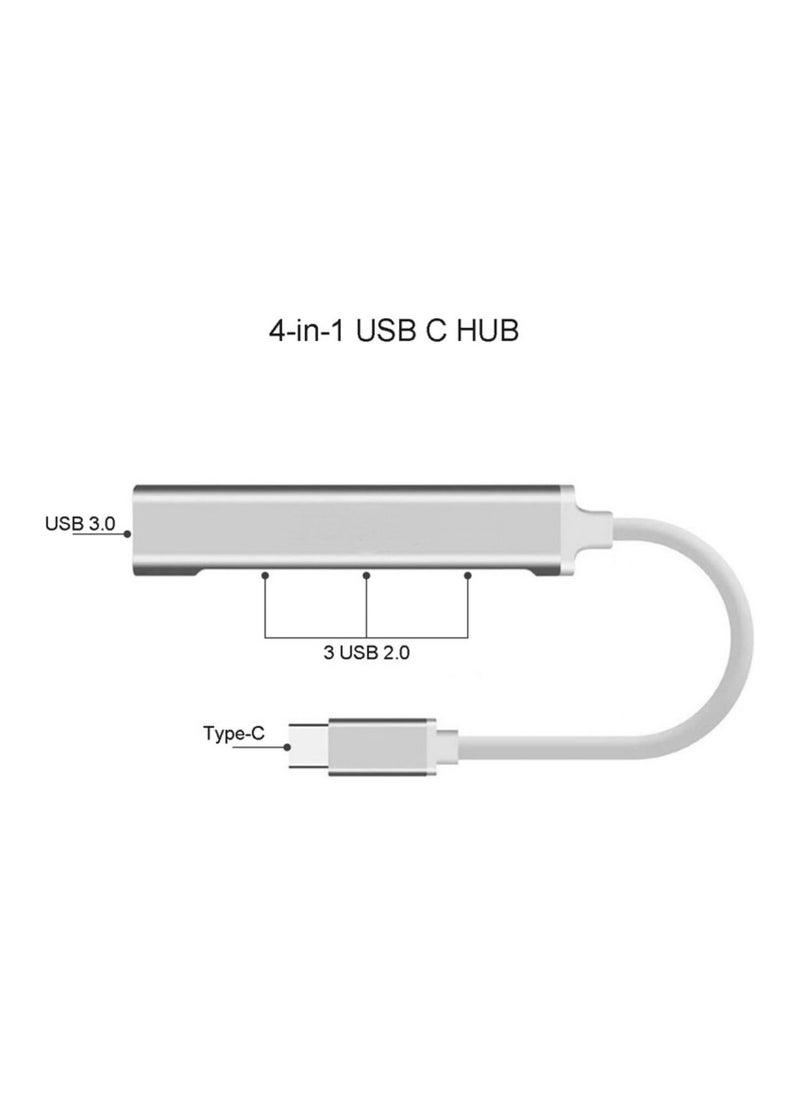Generic USB Type-C to 4-Port Metal Hub – Compatible with MacBook, Supports USB 3.0 and OTG  - Image 2