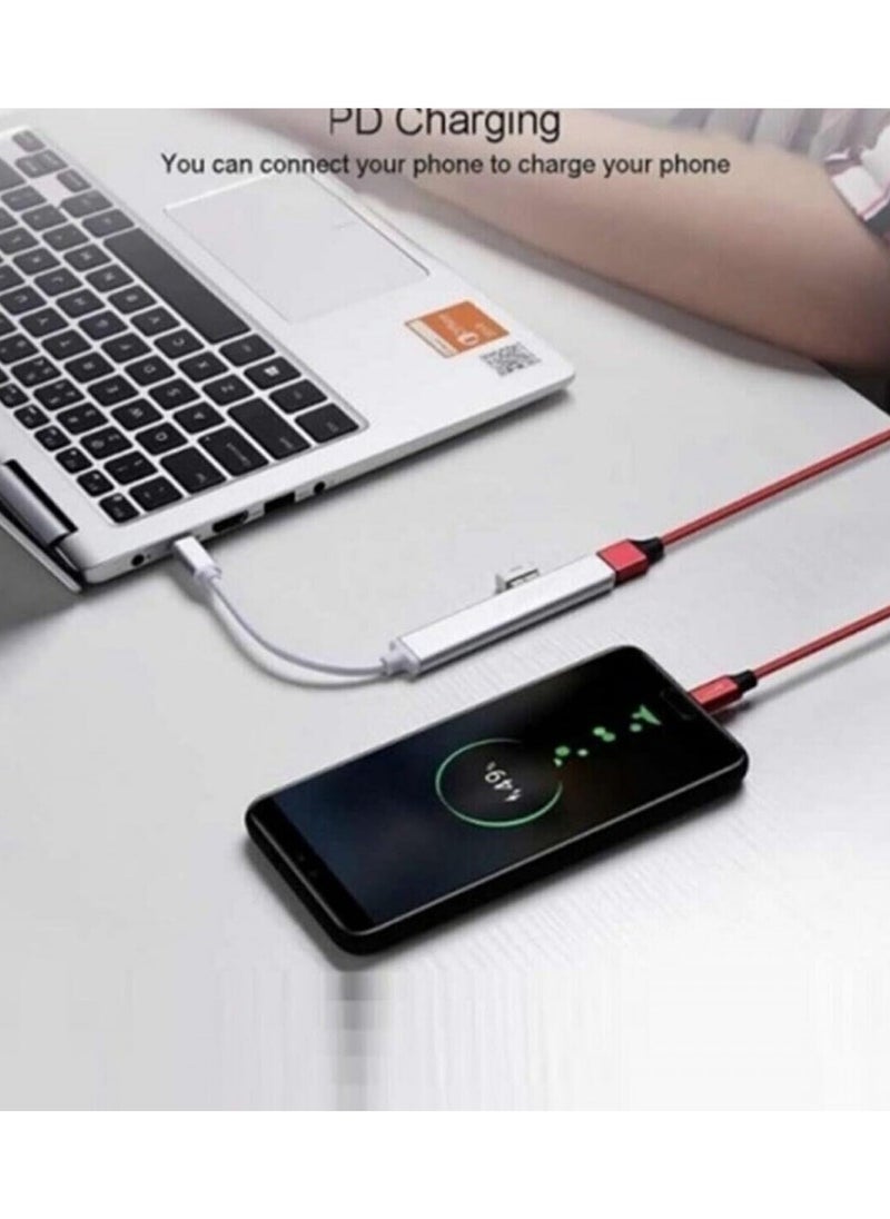 Generic USB Type-C to 4-Port Metal Hub – Compatible with MacBook, Supports USB 3.0 and OTG  - Image 3
